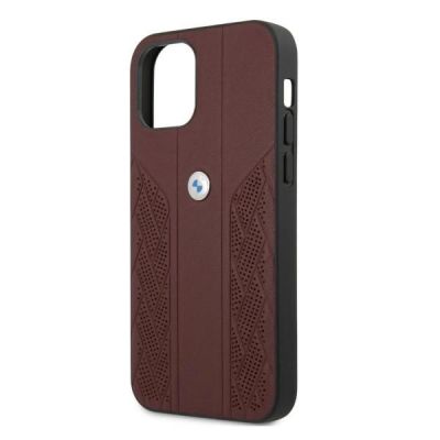 6. BMW Leather Curve Perforate Case für iPhone 12 / iPhone 12 Pro – Rot