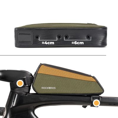 6. Rockbros 088 Oberrohr-Fahrradtasche 0,25 l – Grün und Orange