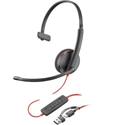 7. Poly Blackwire 3210 Mono-USB-C-Headset + USB-C/A-Adapter