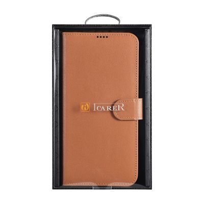 5. iCarer Haitang Leder Wallet Case Ledertasche für Samsung Galaxy S22+ (S22 Plus) Wallet Case Cover Braun (AKSM05BN)