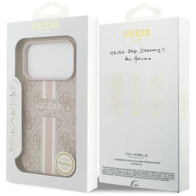 8. Guess 4G MagSafe-Hülle mit Streifenmuster für iPhone 17 Pro – Pink