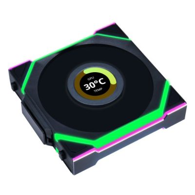 2. Lian Li UNI FAN SL Kabelloser LCD 120 Computergehäuselüfter 12 cm Schwarz 1 Stück.