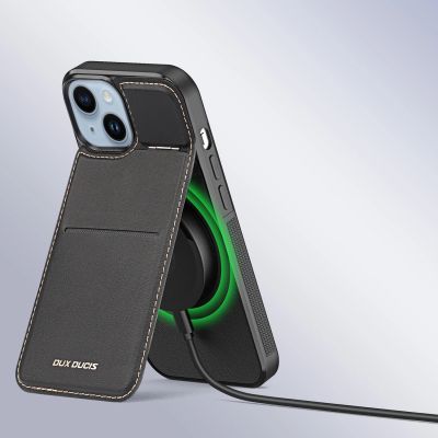 9. 3in1 Wallet Case mit Ständer für iPhone 15 Plus MagSafe RFID Blocker Dux Ducis Rafi Mag – Schwarz