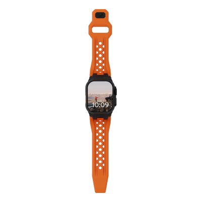 5. UAG Monarch - FKM-Armband für Apple Watch Serie 4-6 & SE 1-3, 44 mm / Serie 7-9, 45 mm / Serie 10-11, 46 mm / Ultra 1-3, 49 mm (orange / schwarzes Titan)