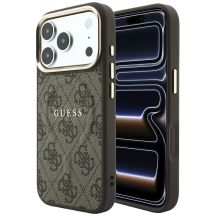 Guess Embossed 4G Classic MagSafe Hülle für iPhone 17 Pro / 18 Pro – Braun
