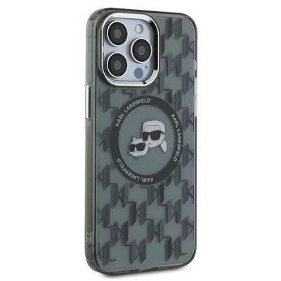 4. Karl Lagerfeld IML Monogram Karl & Choupette Head MagSafe Hülle für iPhone 15 Pro Max – Schwarz