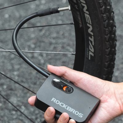 6. Rockbros L1 Mini-Akkupumpe, 70 psi Kompressor, 200 mm Schrader-Schlauchlänge – Schwarz