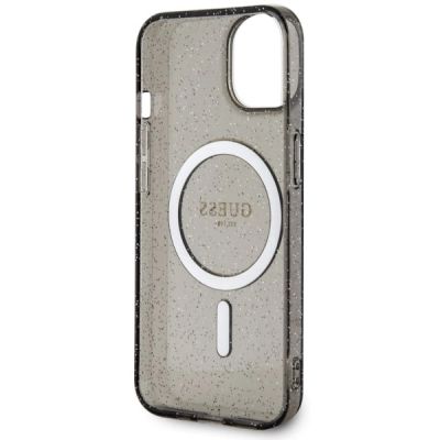 7. Guess Glitter Gold MagSafe Hülle für iPhone 14 – Schwarz