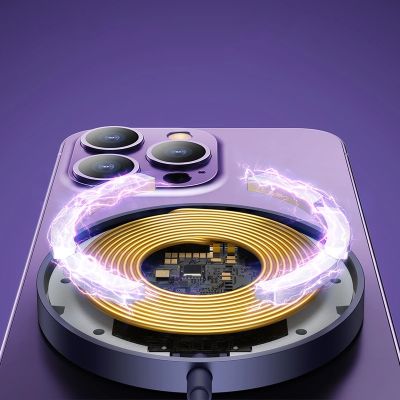 14. Baseus Simple Mini3 magnetisches Ladegerät MagSafe Qi 15W lila