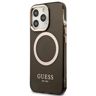 2. Guess Gold Outline Translucent MagSafe Hülle für iPhone 13 Pro Max – Schwarz