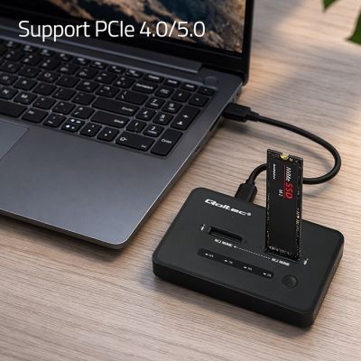 18. Qoltec M.2 NVMe SSD-Dockingstation | PCIe | USB-C | 20 Gbit/s | Dual 2 x 8 TB | Offline-Klonen