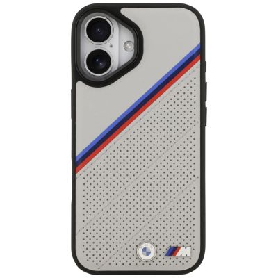 3. BMW M Tricolor Metal Logo MagSafe Case für iPhone 17 – Grau