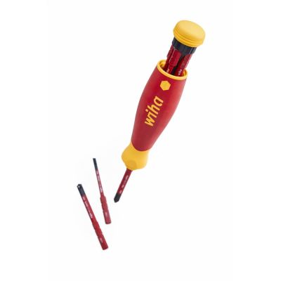 9. Wiha 45296 Handschraubendreher mit austauschbaren Bits, gerader Schraubendreher