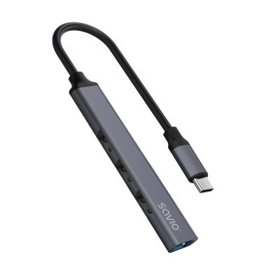 2. SAVIO Hub USB-C – 3 x USB-A 2.0, 1 x USB-A 3.0, Grau, AK-71
