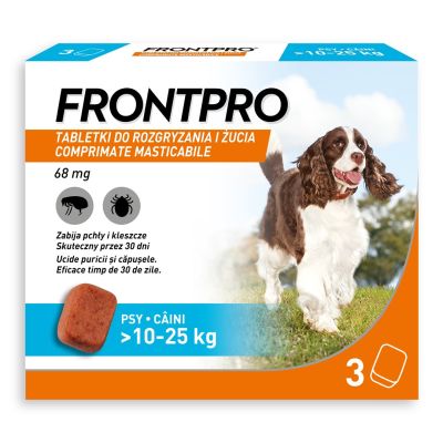 2. FRONTPRO Floh- und Zeckentabletten für Hunde (über 10–25 kg) – 3 x 68 mg