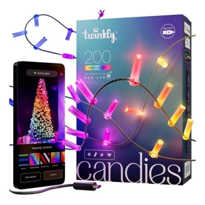Twinkly Candies – 200 kerzenförmige RGB-LED-Lichter, grünes Kabel, USB-C