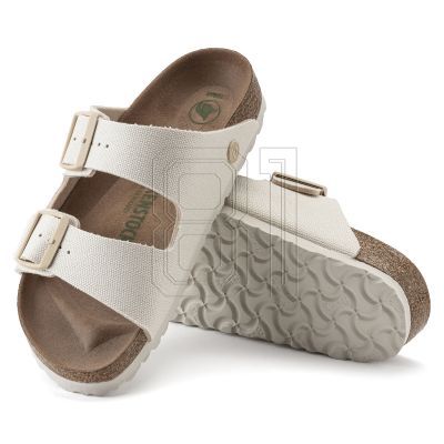7. Birkenstock Arizona Vegan Damen Textil Narrow Eggshell Flip-Flops für schmale Füße (1022679)