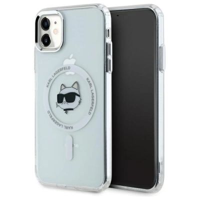 Karl Lagerfeld IML Metal Choupette Head MagSafe iPhone 11 Hülle - Weiß