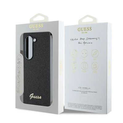 7. Guess 4G Glitter Script Hülle für Samsung Galaxy Z Fold 6 – Schwarz