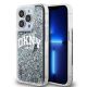 DKNY Liquid Glitter Hülle mit großem Logo für iPhone 15 Pro – Schwarz