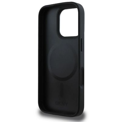 7. DKNY Plain Silver Logo MagSafe-Hülle für iPhone 16 Pro Max – Schwarz