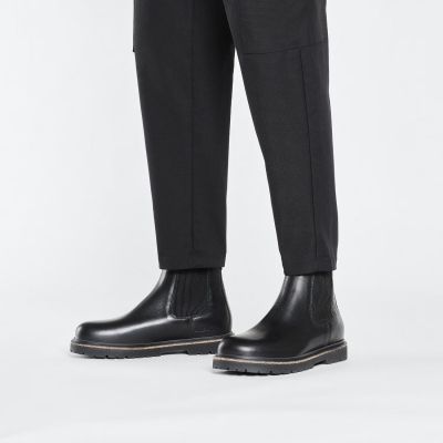 6. Birkenstock Highwood Slip On M LENA Schwarze Herren Chelsea Boots aus echtem Leder (1025764)