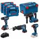 BOSCH.KOMBI-SET 18V (GSR 18V-90C + GDX 18V-210C + GBH 18V-24C + GSA 18V-28) 1xPC4,0Ah 2xPC5,5Ah …