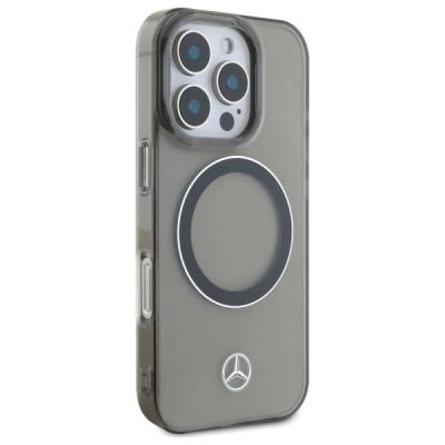 4. Mercedes Silver Ring MagSafe Hülle für iPhone 16 Pro Max - Schwarz