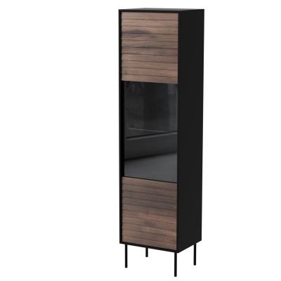 CORTINA Vitrine 53x40x182 schwarz/walnuss