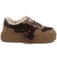 2. Braune und beige isolierte Plateau-Schuhe aus Leder, Modell Kobbo 79665