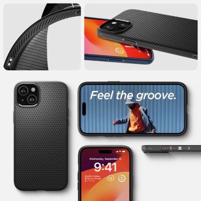 15. Spigen Liquid Air Hülle für iPhone 15 – Mattschwarz