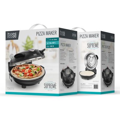 13. TEESA SUPREME Pizzaofen, 1200 W, 32 cm, Sichtfenster, herausnehmbarer Pizzastein