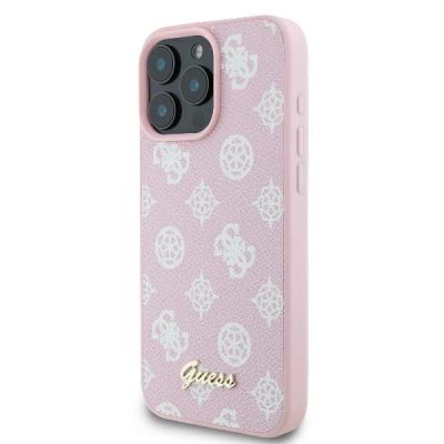 2. Guess Peony Script Logo MagSafe Hülle für iPhone 16 Pro – Rosa