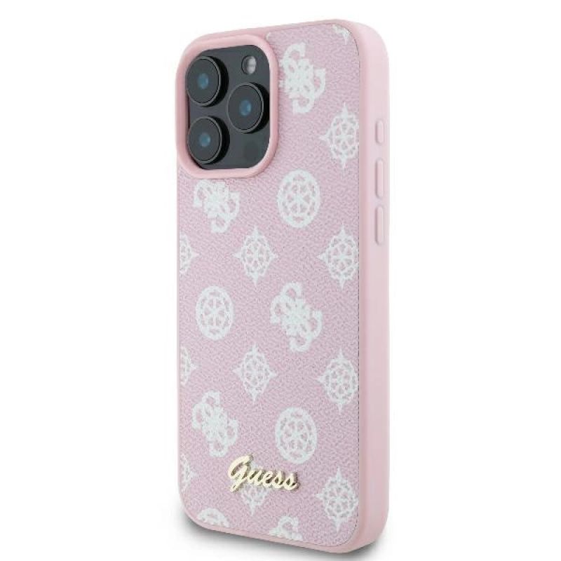 2. Guess Peony Script Logo MagSafe Hülle für iPhone 16 Pro – Rosa