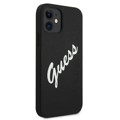4. Guess GUHCP12SLSVSBW iPhone 12 mini 5.4" schwarz-weißes Hardcase Silikon Vintage