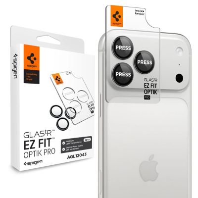 Spigen Optik Pro GLAS.TR EZ FIT 2er-Pack Displayschutzfolie aus gehärtetem Glas für iPhone 18 Pro / 18 Pro Max – Dunkelgrau