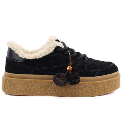6. Schwarze Kobbo 79665 Leder-Plateauschuhe mit Isolierung