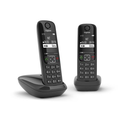 8. Gigaset AS690 Duo Analog/DECT-Telefon mit Anrufernamen- und ID-Anzeige, Schwarz