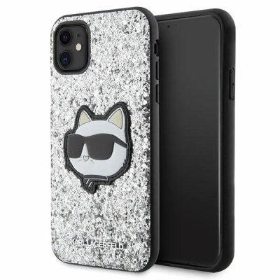Karl Lagerfeld KLHCN61G2CPS iPhone 11 / Xr 6,1" Silber/Silber Hardcase Glitter Choupette Patch