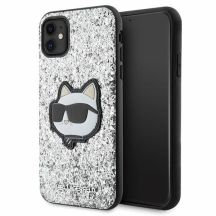 Karl Lagerfeld KLHCN61G2CPS iPhone 11 / Xr 6,1" Silber/Silber Hardcase Glitter Choupette Patch