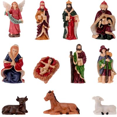 3. Krippenfiguren, 11 Stück, 10 cm