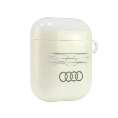 4. Audi IML-Hülle mit geometrischem Muster für AirPods 1/2 – Weiß