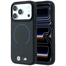 BMW M Kevlar Blue Print Ring Metal Logo MagSafe Hülle für iPhone 18 Pro Max / 17 Pro Max - Schwarz
