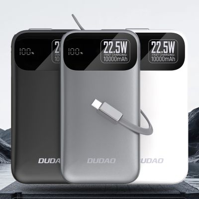 2. Dudao K31 10000 mAh 22,5 W PD Powerbank mit integriertem Kabel - Grau