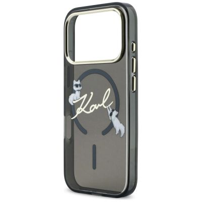 6. Karl Lagerfeld IML Choupettes Karl Script Logo MagSafe Hülle für iPhone 17 Pro Max - Schwarz