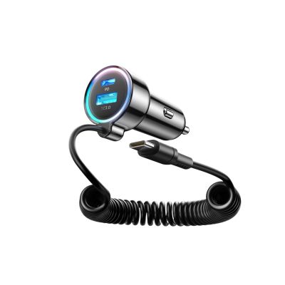 2. Joyroom JR-CL07 72W 3-in-1 Autoladegerät mit 1,6 m USB-C-Kabel – Schwarz