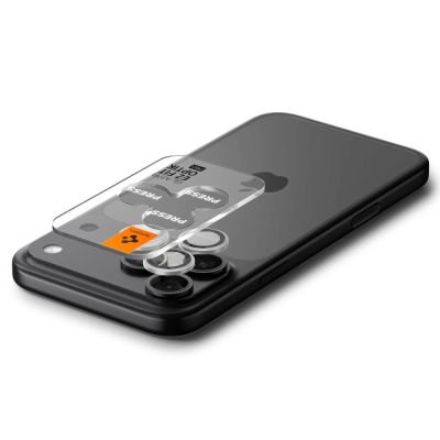 5. Spigen Optik Pro GLAS.TR „EZ FIT“ Kamera-Cover 2er-Pack für iPhone 16 Pro / Max / 17 Pro / Max - Silber