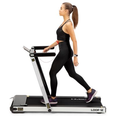 7. HMS LOOP12 MULTI Elektrisches Laufband mit Schreibtisch 1-12 km/h, Grau