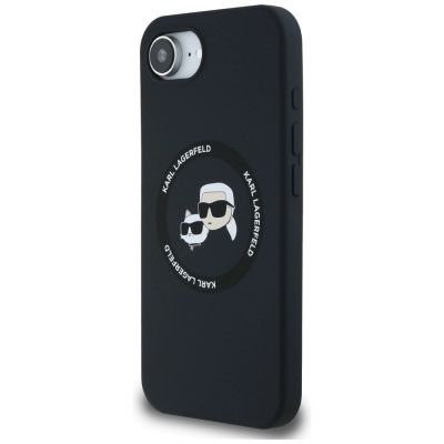 2. Karl Lagerfeld Liquid Silicone Karl & Choupette Heads Case mit MagSafe für iPhone 16e - Schwarz