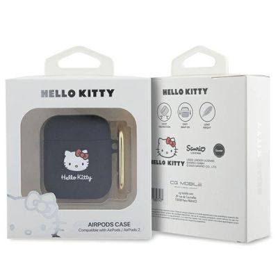 3. Hello Kitty Silikon 3D Kitty Head Hülle für AirPods 1/2 – Schwarz